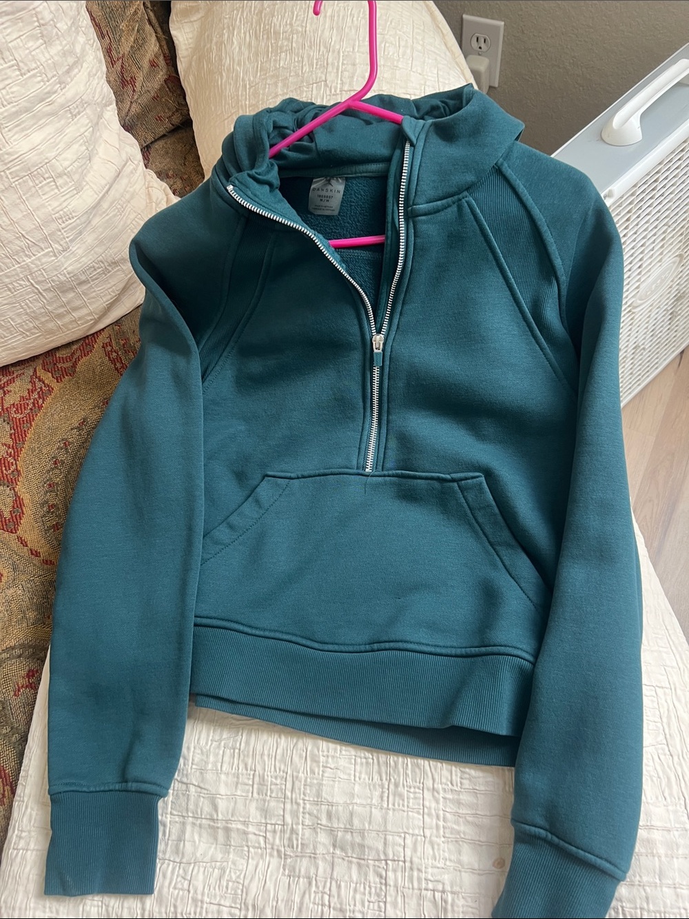Danskin Teal Half-Zip Cowl Turtleneck Sweatshirt